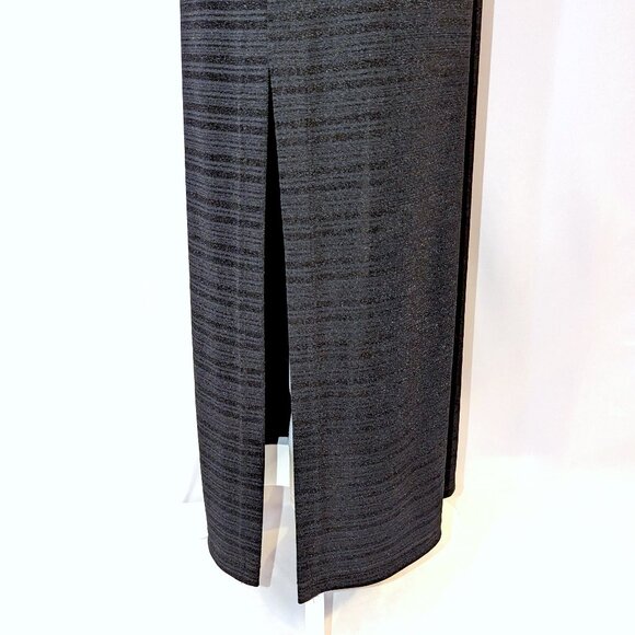 VINTAGE Rampage | Sleeveless Slinky Black Horizontal Stripe Maxi Dress | Small - Picture 6 of 11